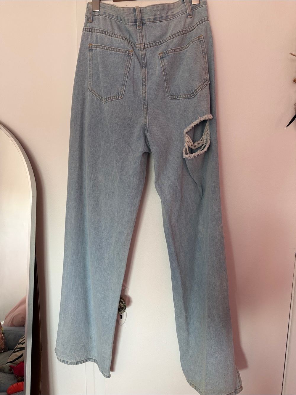 Light Blue Women's High-Waist Distressed Jeans